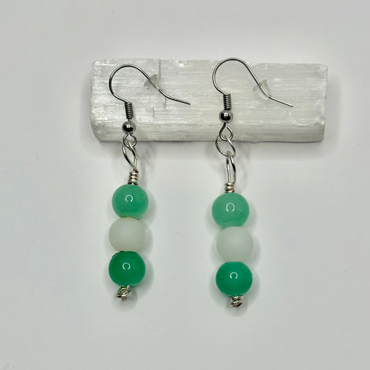 Silver Green Resin Earrings