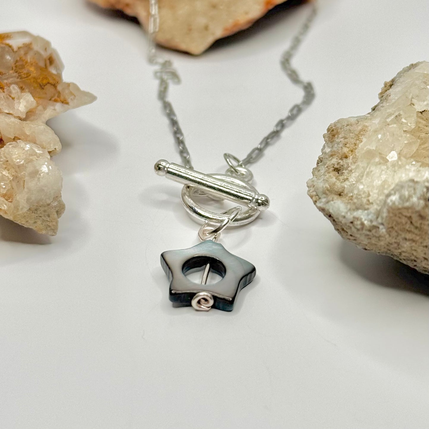 Silver Star Shell Toggle Necklace