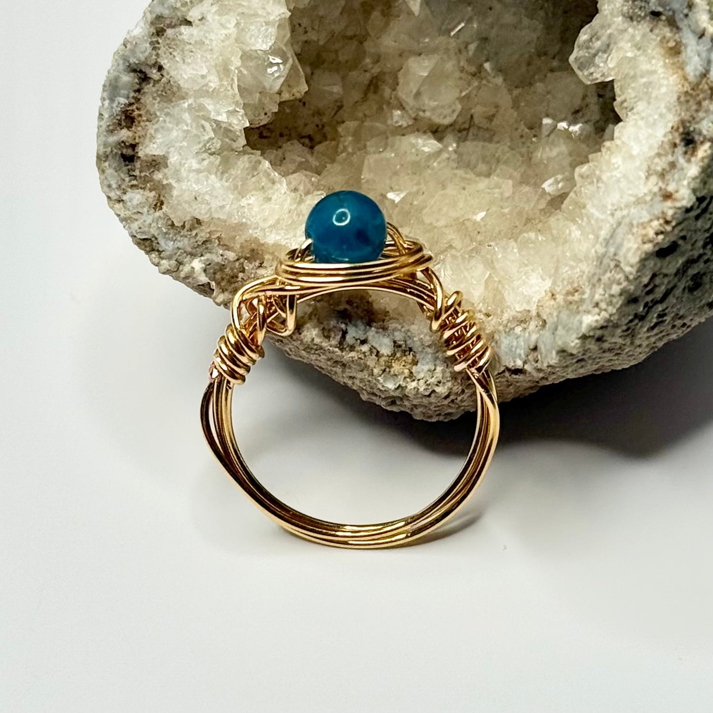 Gold Plated Blue Apatite Ring