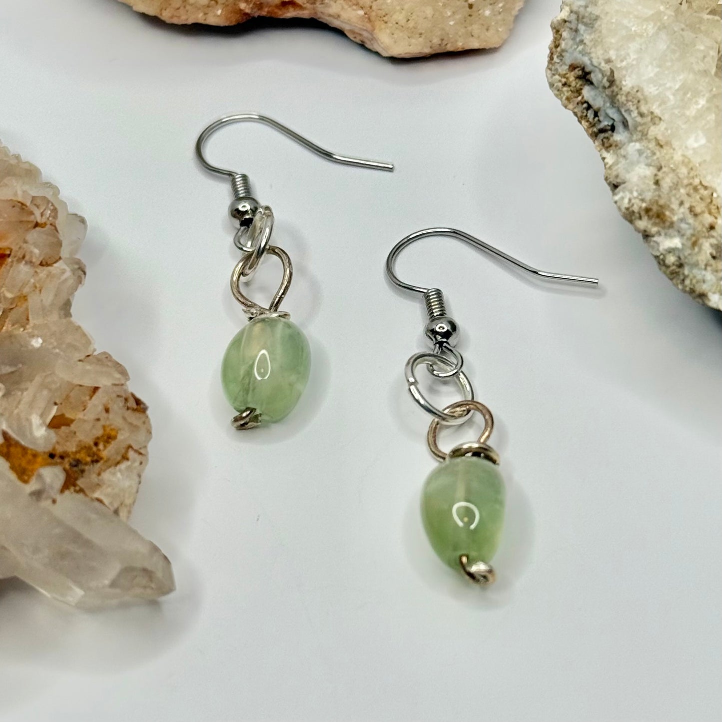 Silver Green Calcite Earrings