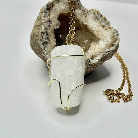Gold Selenite Necklace