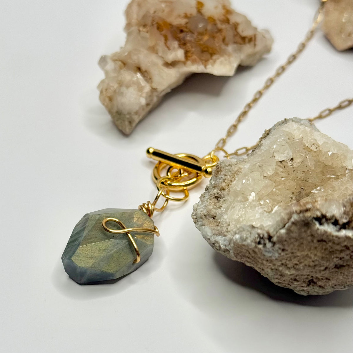 Gold Labradorite Toggle Necklace