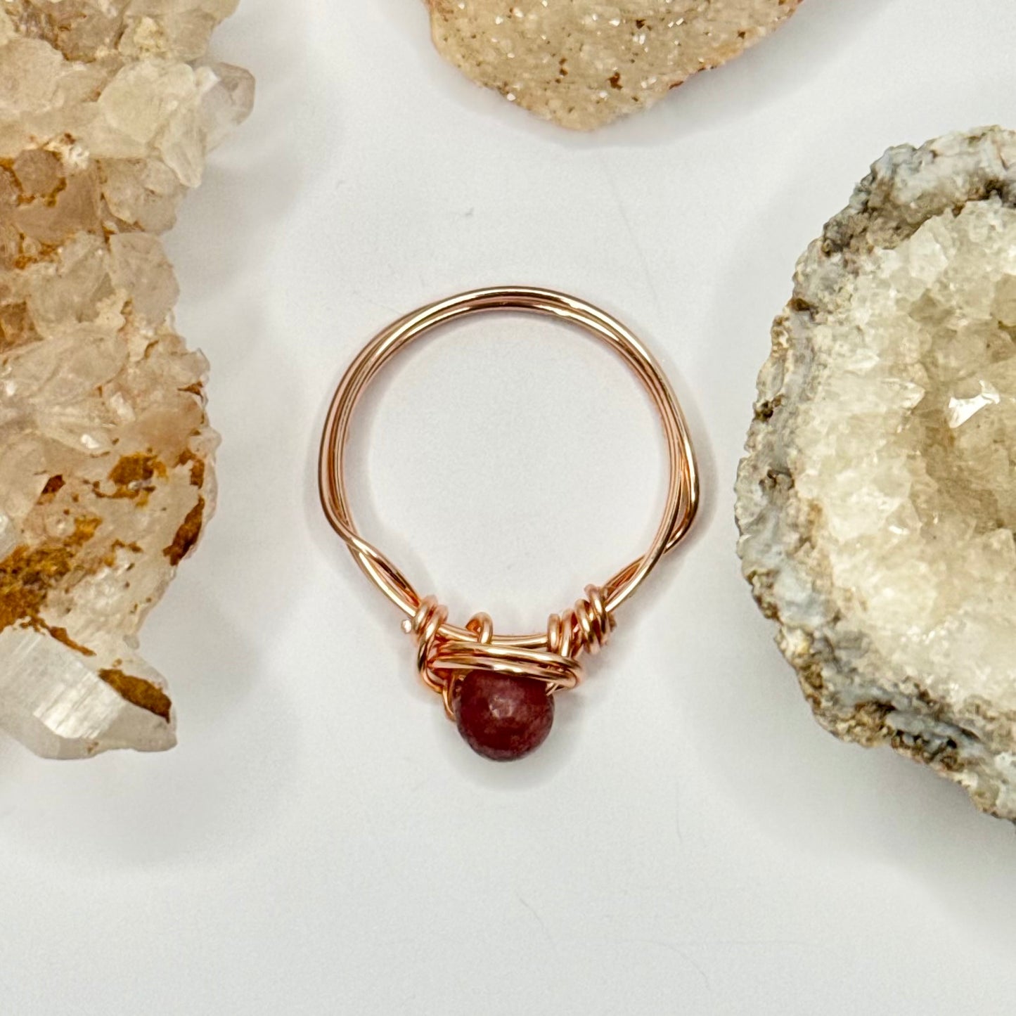 Rose Gold Red Sponge Coral Ring