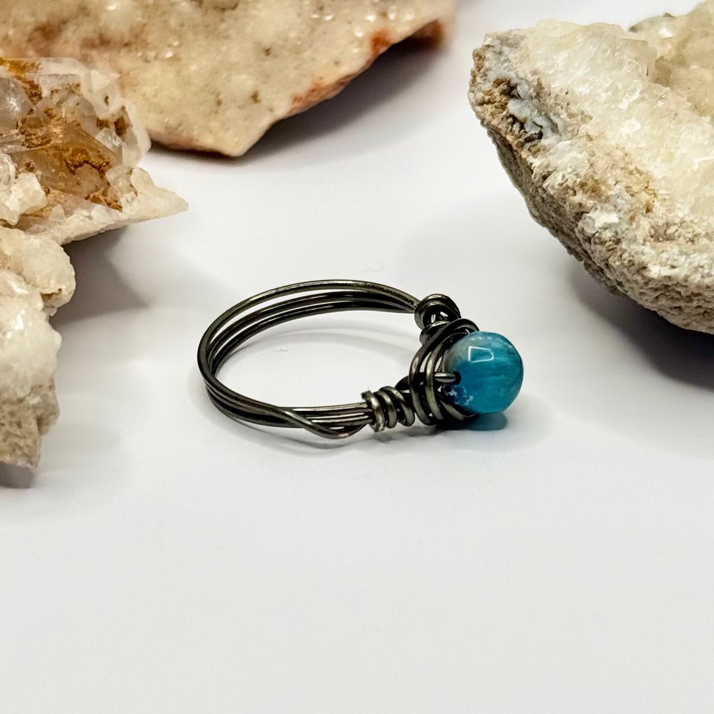 Charcoal Blue Apatite Ring