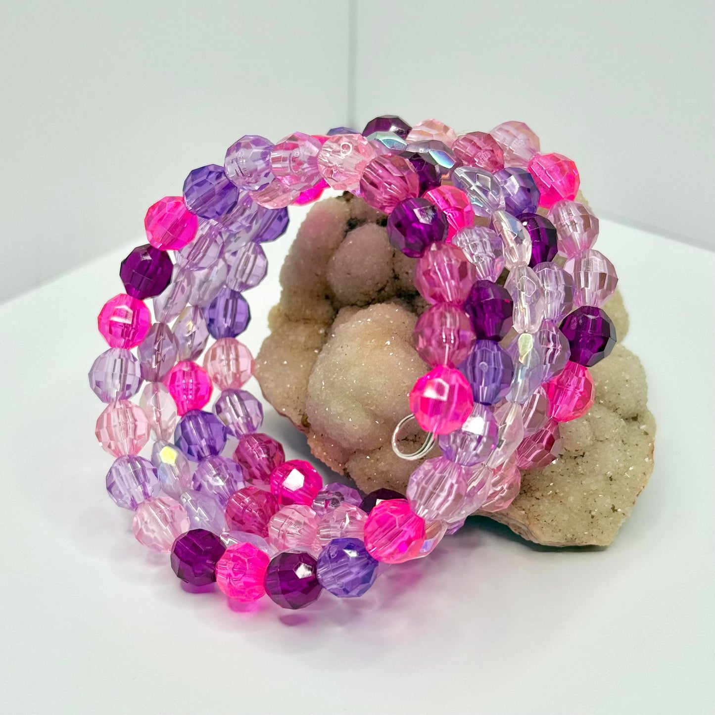 Pink and Purple Beaded Wrap Bracelet
