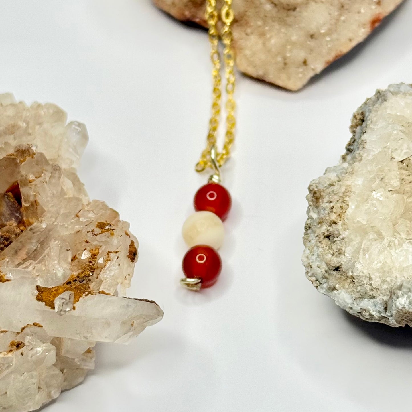 Gold Carnelian and Yellow Calcite Necklace