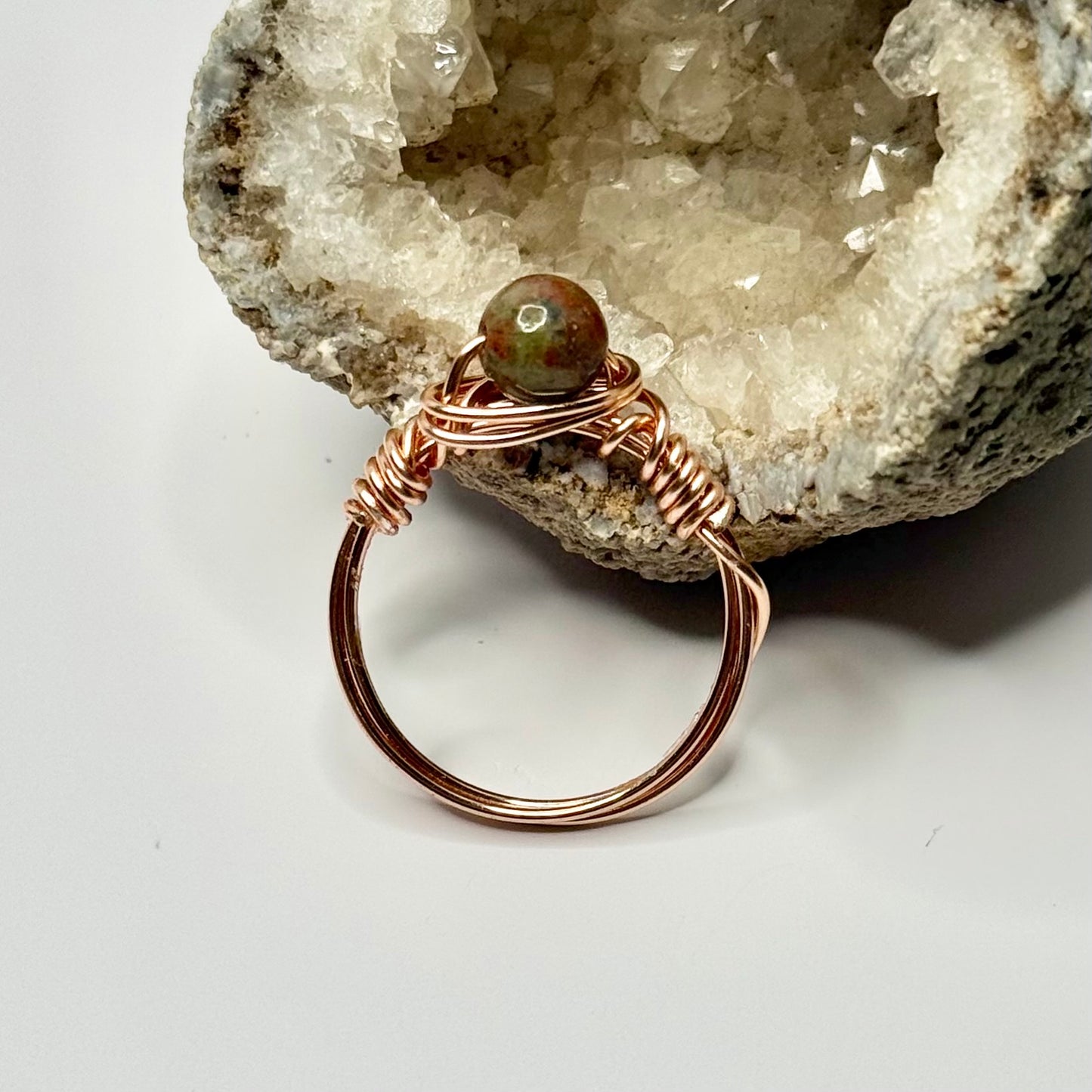 Rose Gold Unakite Ring