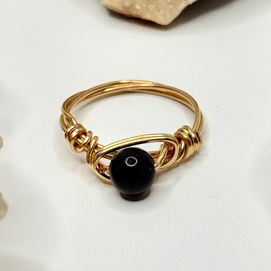 Gold Plated Dark Purple Fluorite Ring