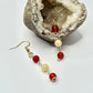Gold Carnelian and Yellow Calcite Earrings