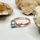Rose Gold Silver-Blue Beaded Ring