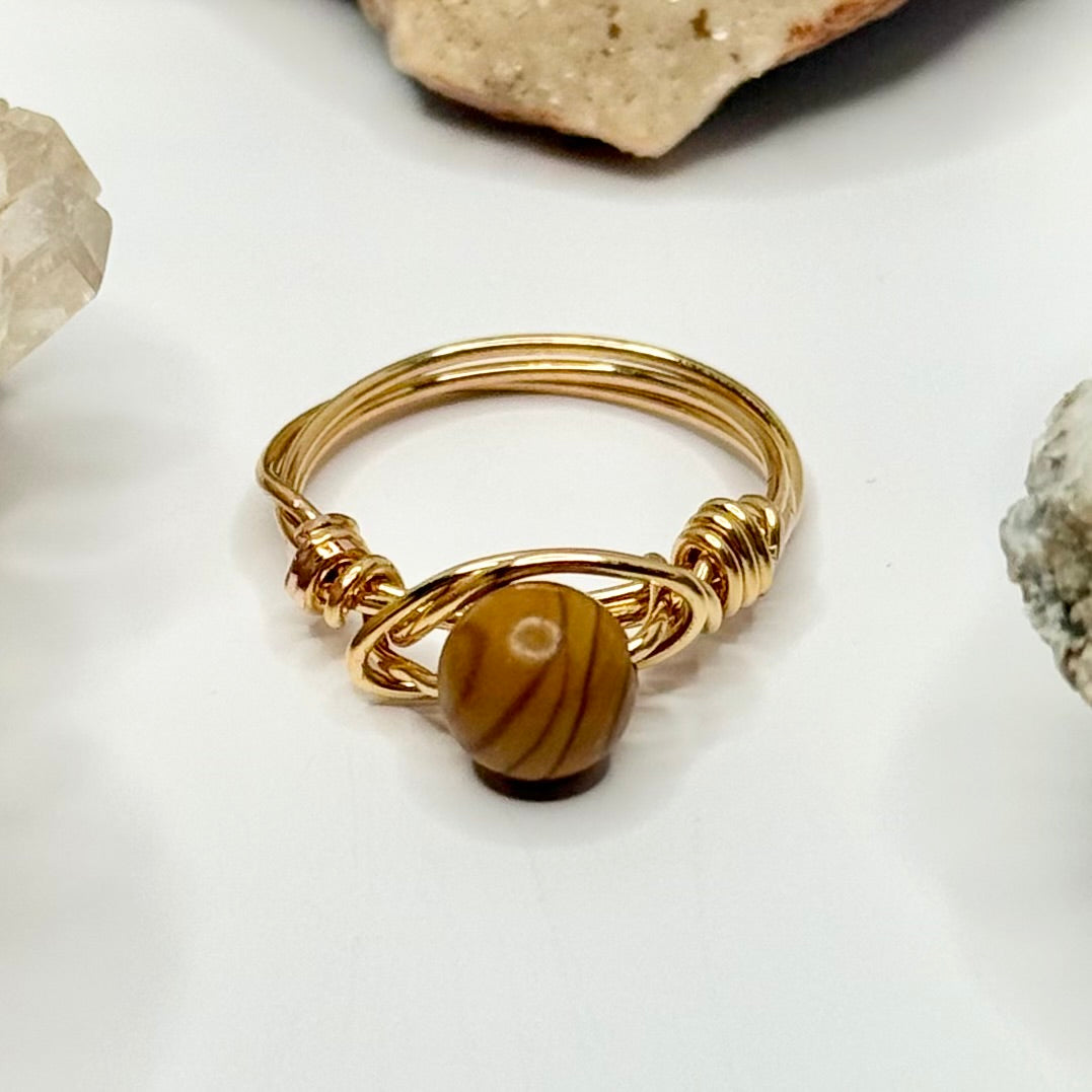 Gold Plated Picture Jasper Ring