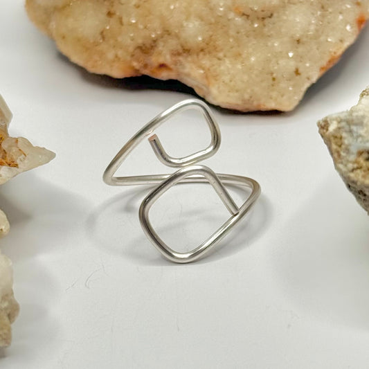 Silver Squared Bypass Ring