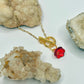 Gold Red Flower Toggle Necklace