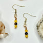 Gold Plated Tigers Eye and Yellow Jade Earrings