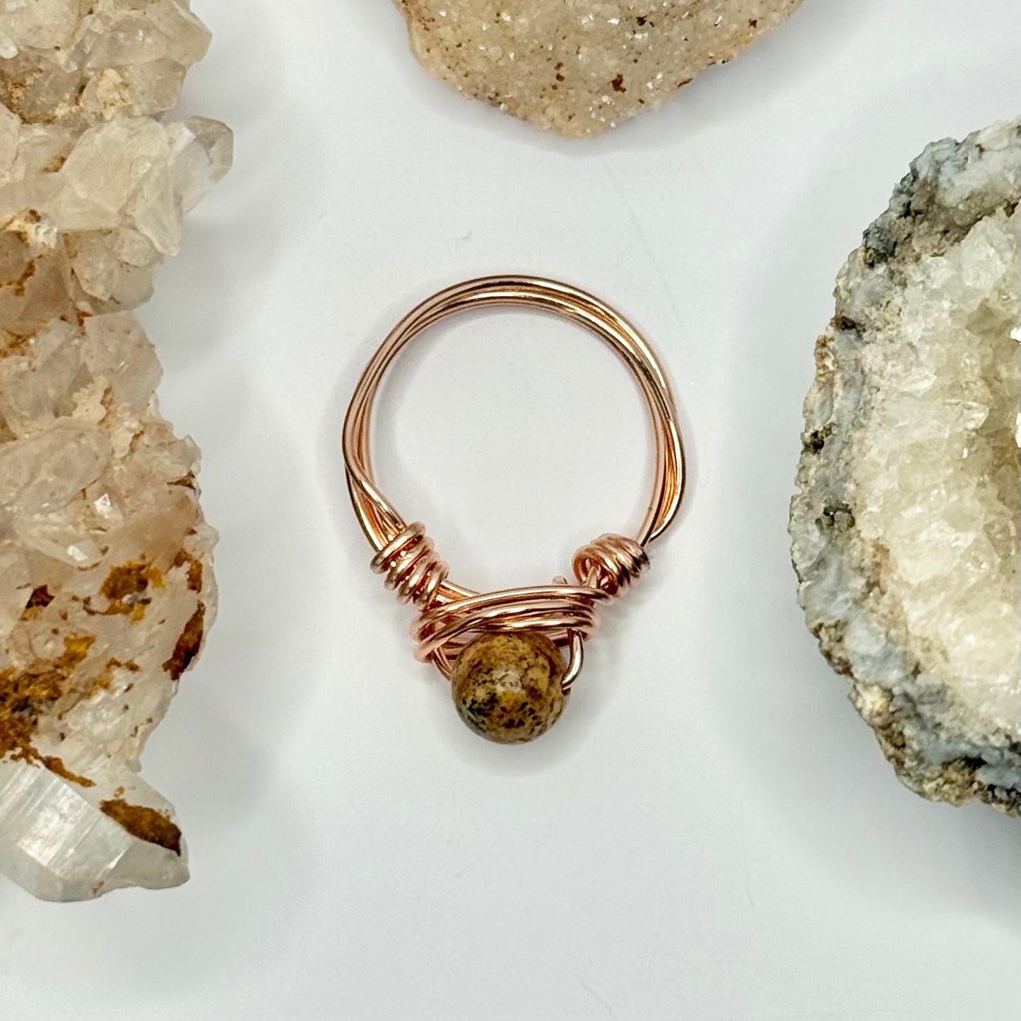 Rose Gold Picture Jasper Ring