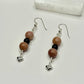 Sterling Silver Pink Calcite and Blue Goldstone Heart Earrings