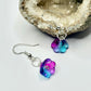 Sterling Silver Blue and Purple Flower Earrings