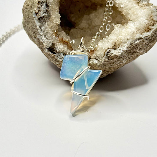 Silver Opalite Lightning Necklace