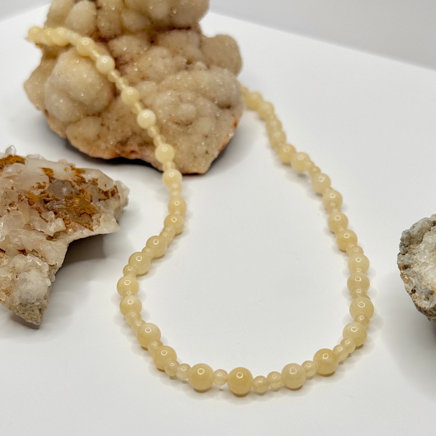 Yellow Carnelian and Calcite Beaded Necklace