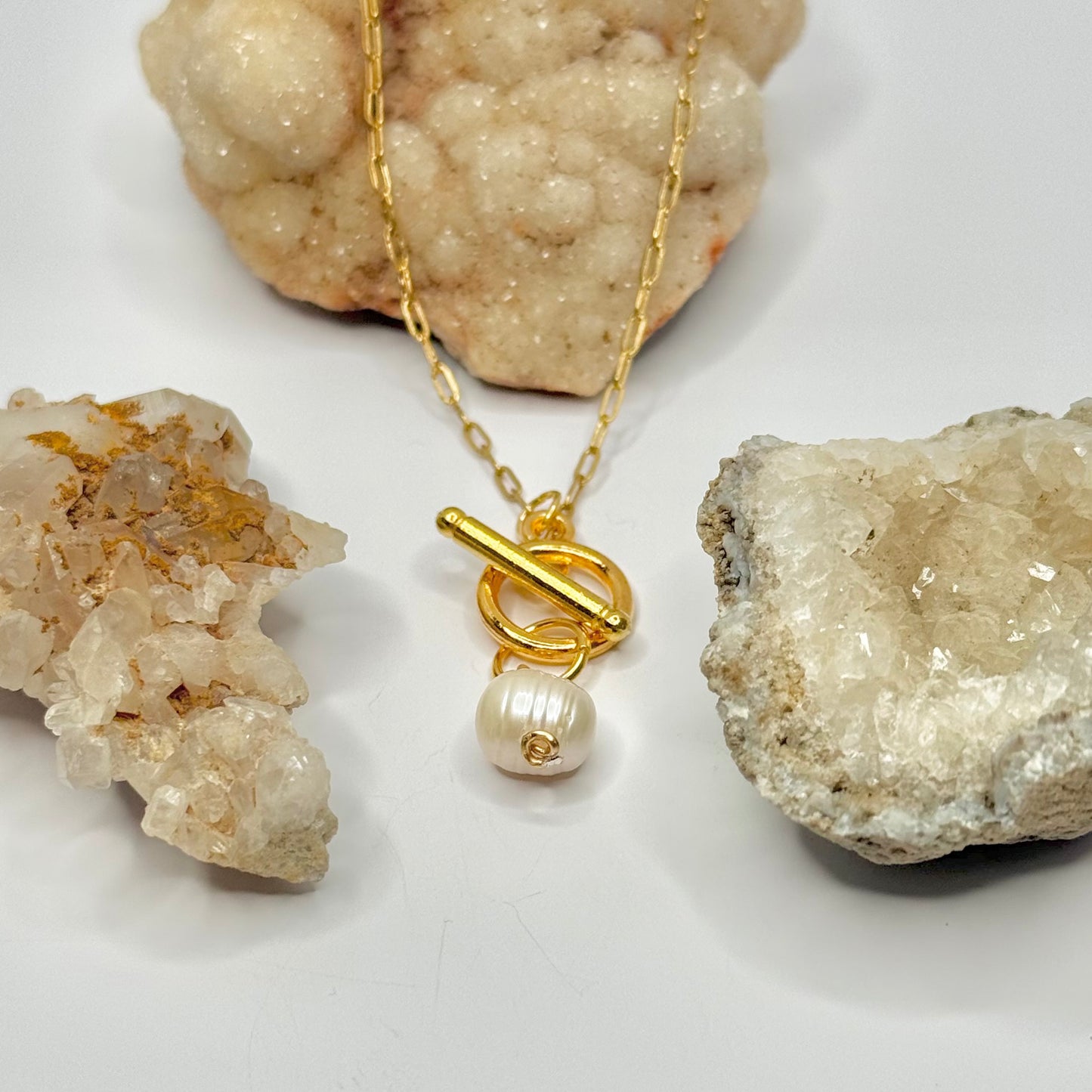 Gold Pearl Toggle Necklace