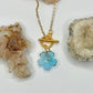 Gold Blue Flower Toggle Necklace
