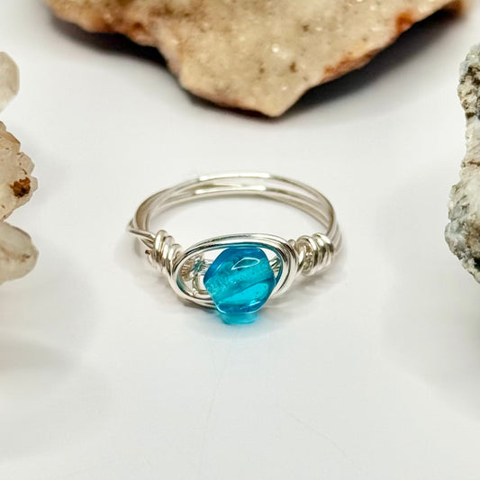 Silver Blue Glass Ring