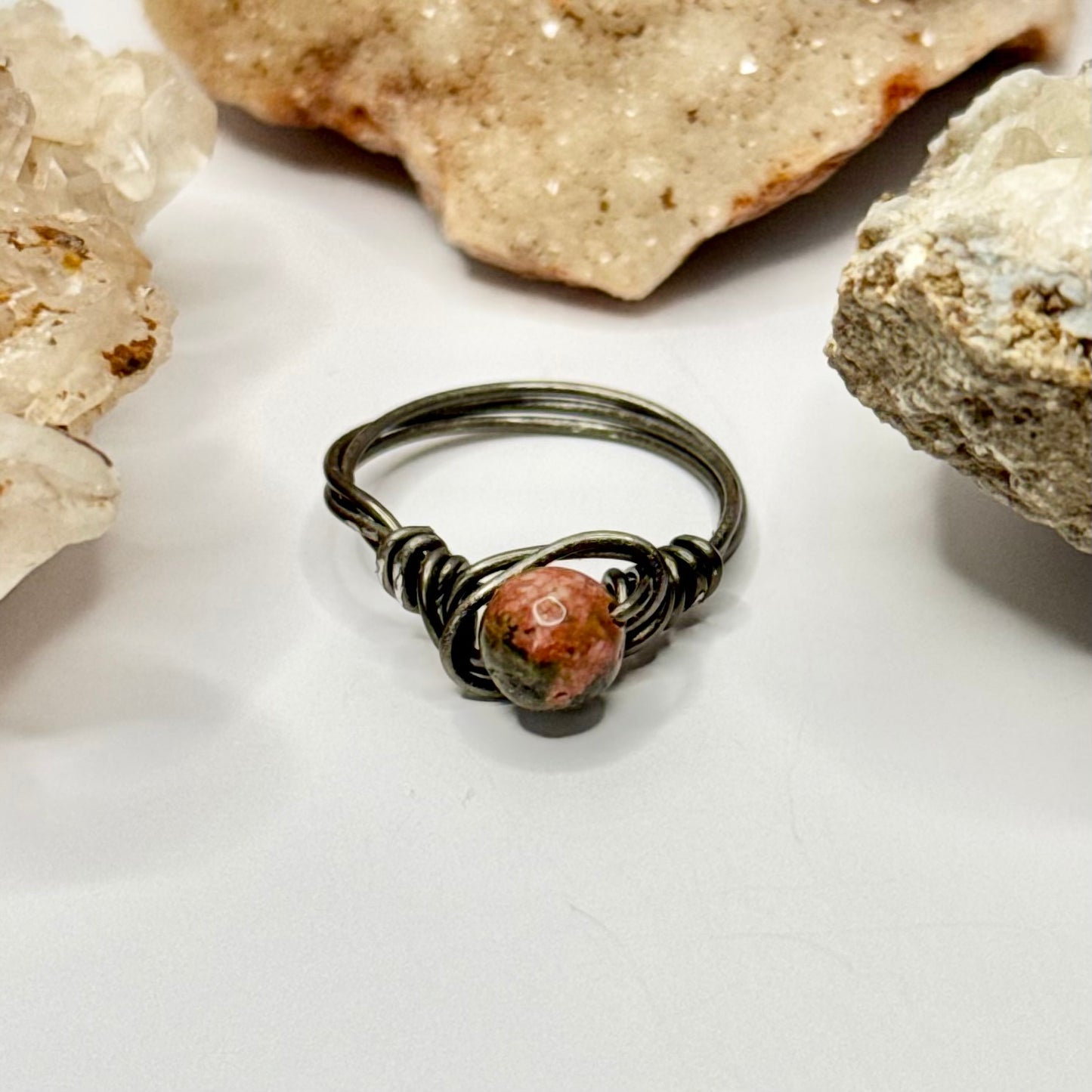 Charcoal Unakite Ring
