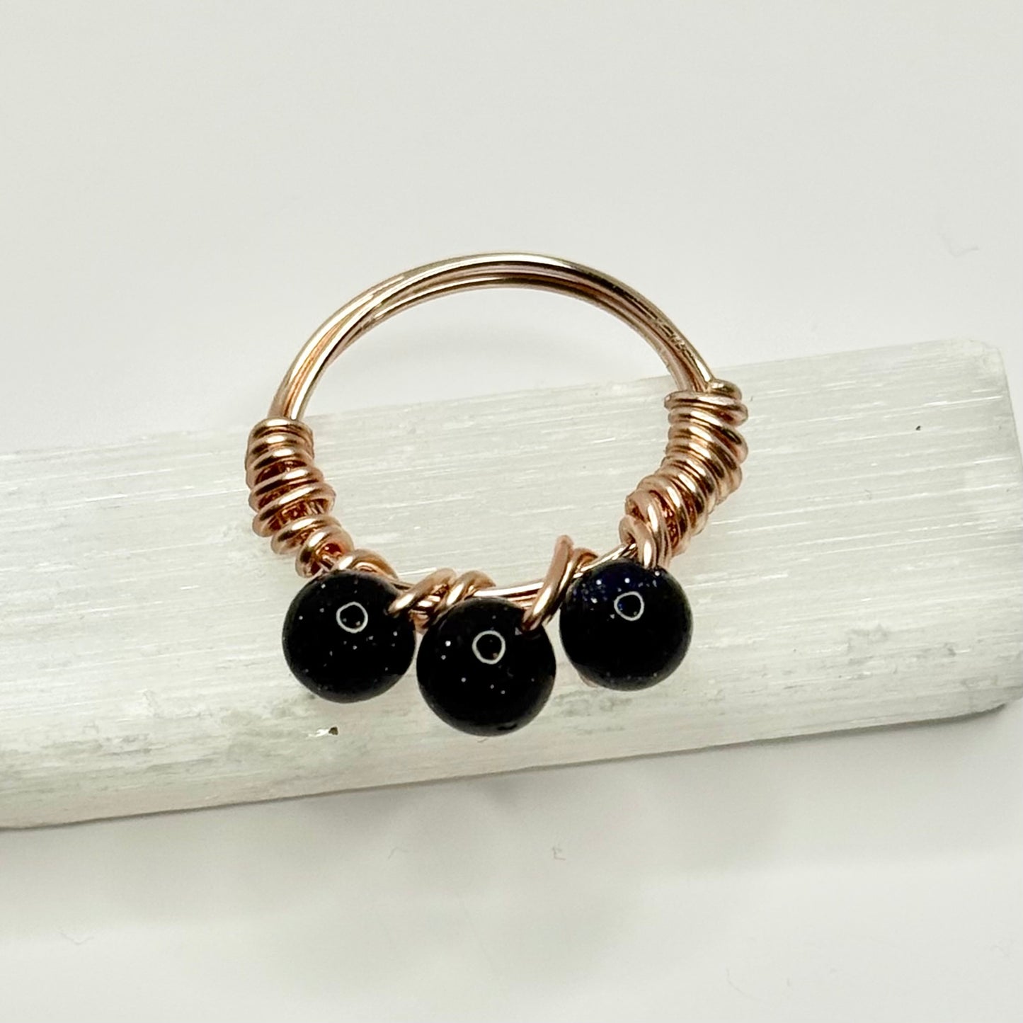 Rose Gold Blue Goldstone Ring