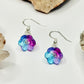 Sterling Silver Blue, Pink, and Purple Flower Earrings