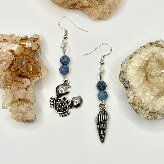 Sterling Silver Blue Sponge Coral Sea Earrings