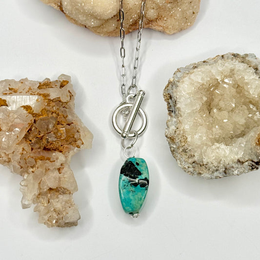 Silver Caribbean Calcite Toggle Necklace