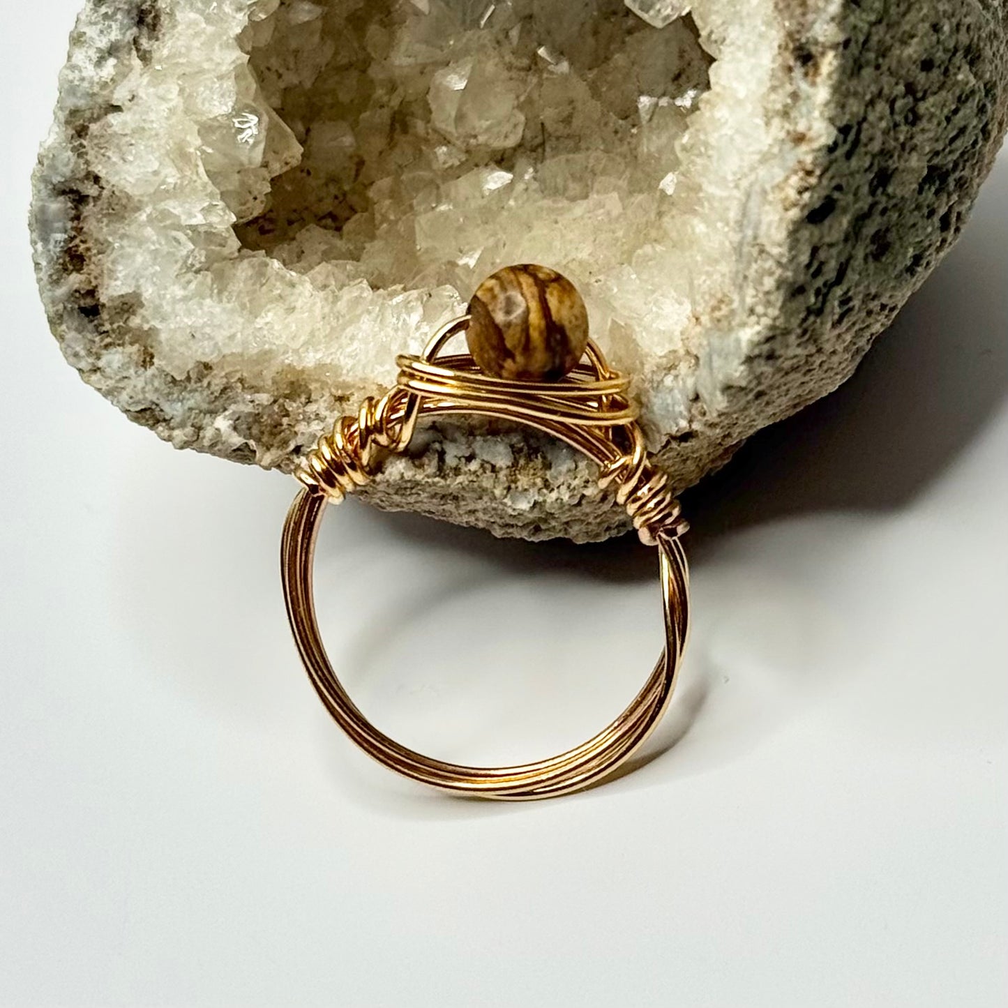 Gold Plated Picture Jasper Ring