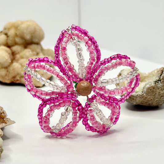 Pink Beaded Flower Stake