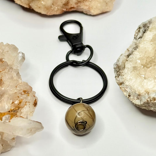 Charcoal Picture Jasper Keychain