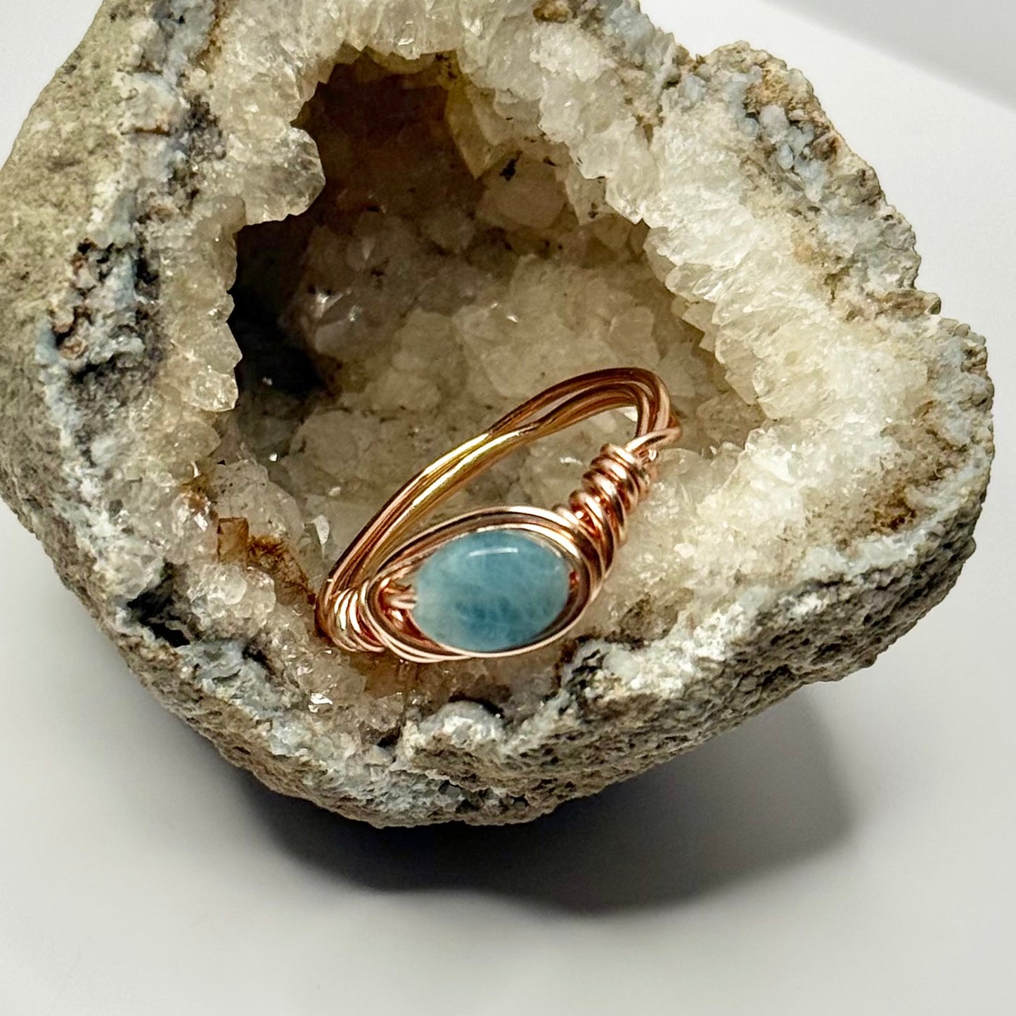 Rose Gold Blue Beryl Ring