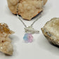Silver Blue and Pink Flower Toggle Necklace