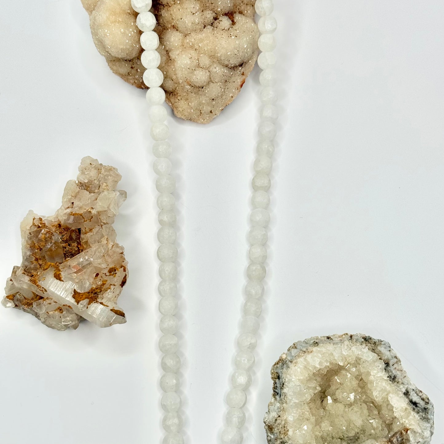 Silver Selenite Beaded Necklace