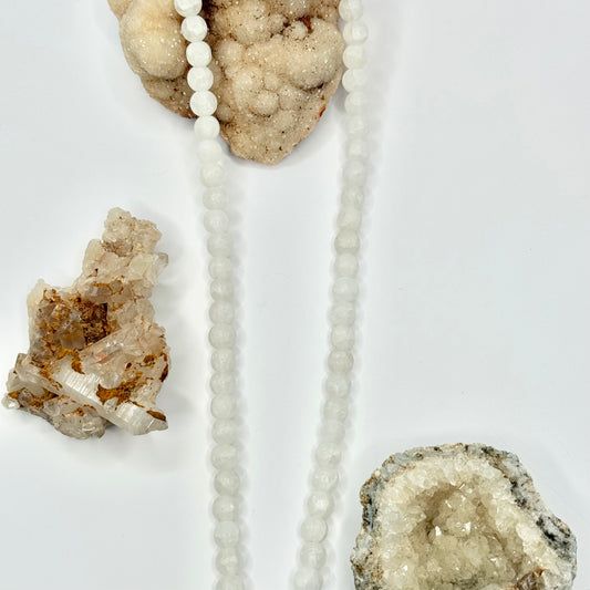 Silver Selenite Beaded Necklace