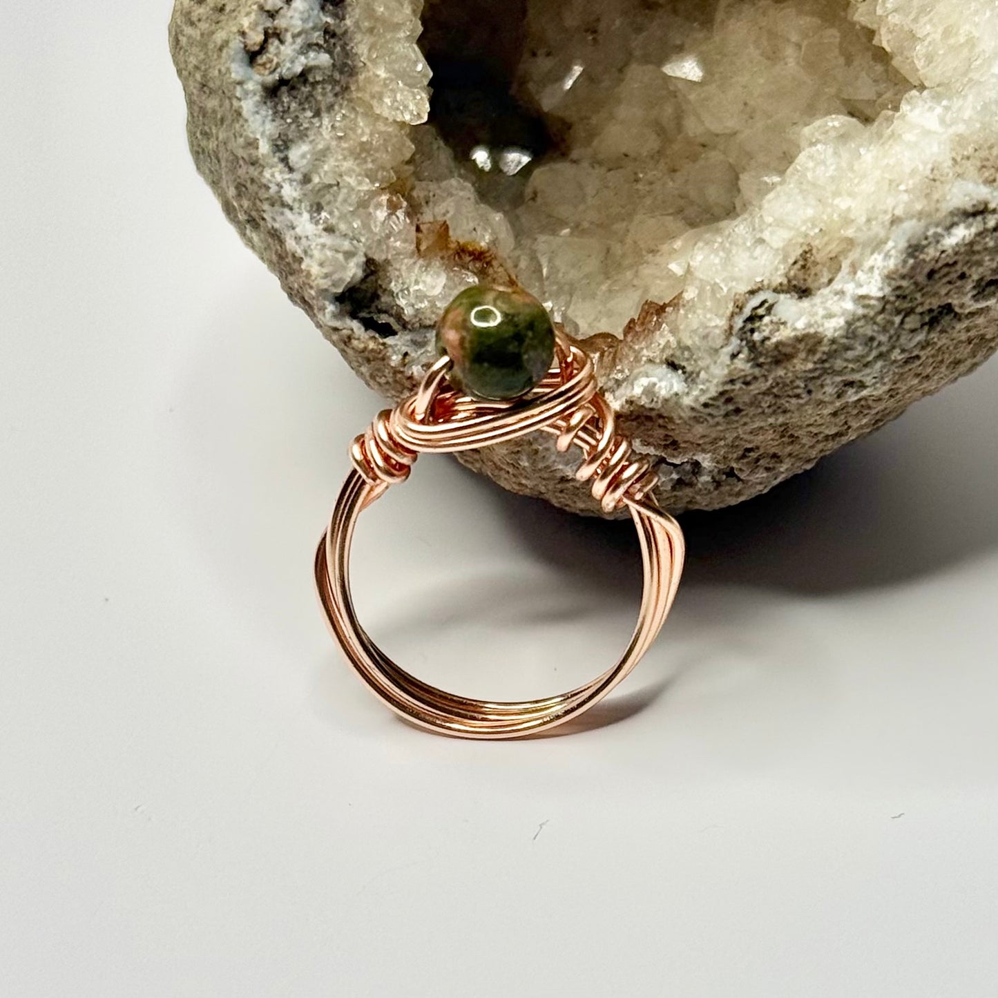 Rose Gold Unakite Ring