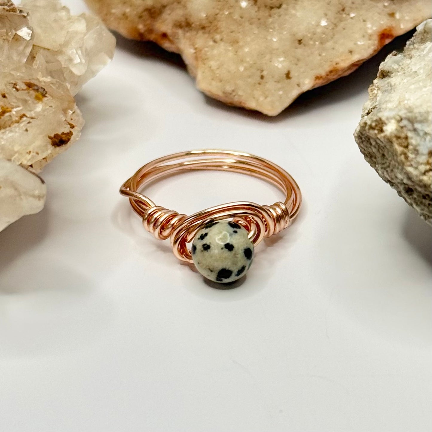 Rose Gold Dalmatian Jasper Ring