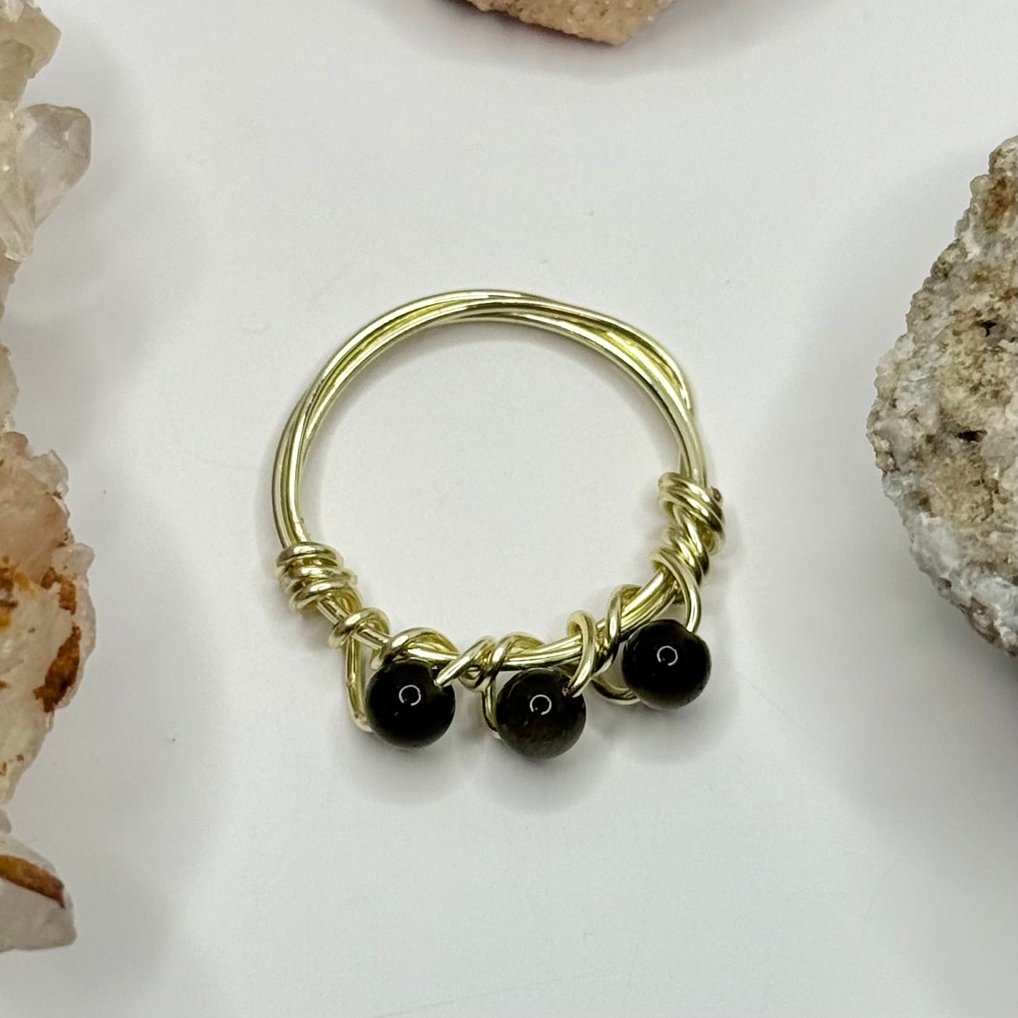 Gold Sheen Obsidian Ring