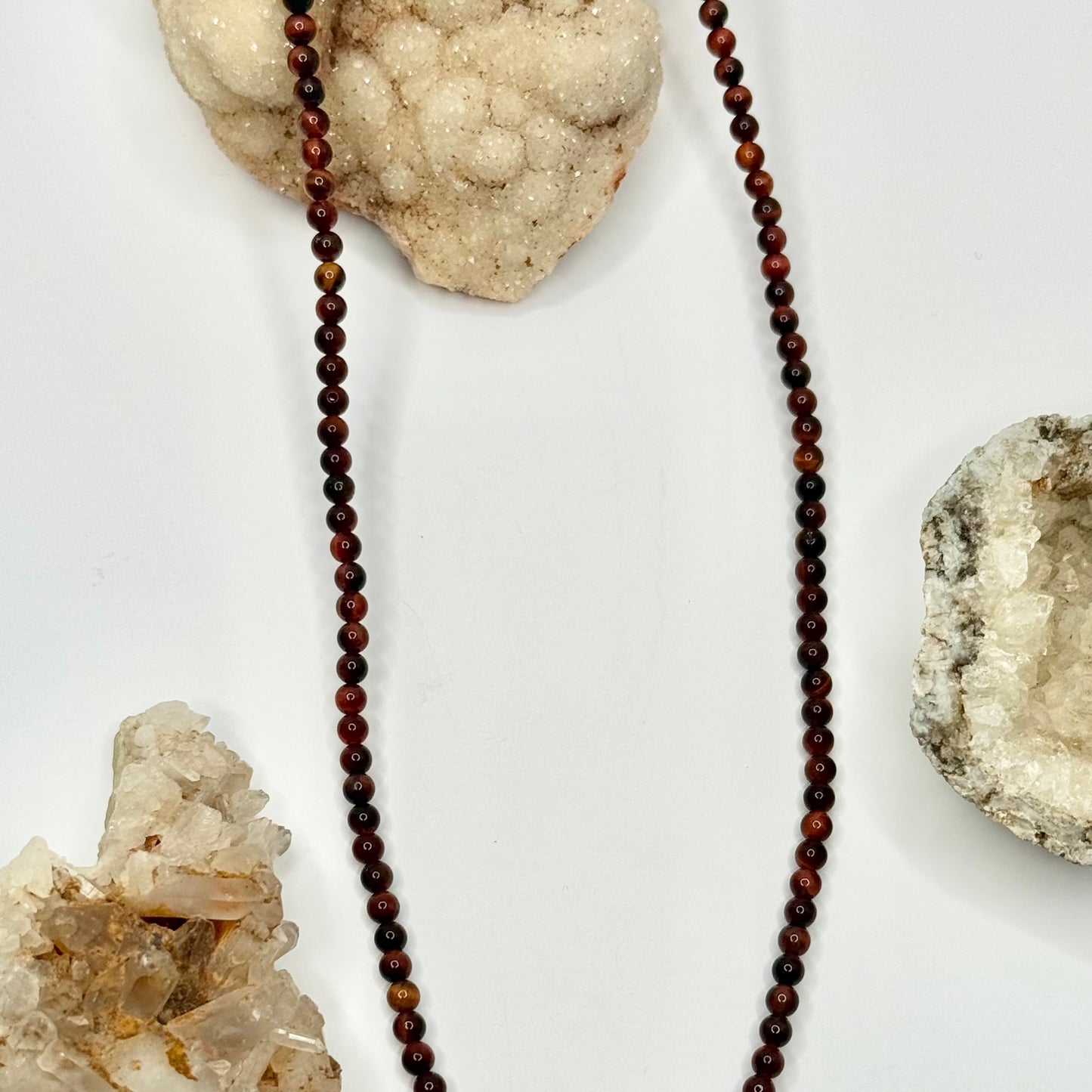 Gold Red Tigers Eye Beaded Necklace