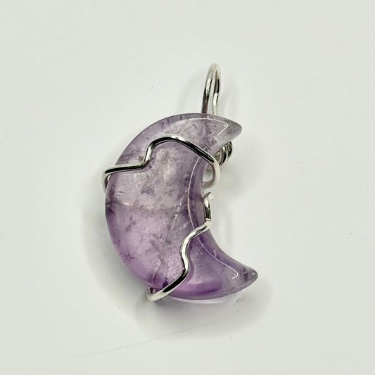 Sterling Silver Amethyst Moon Pendant