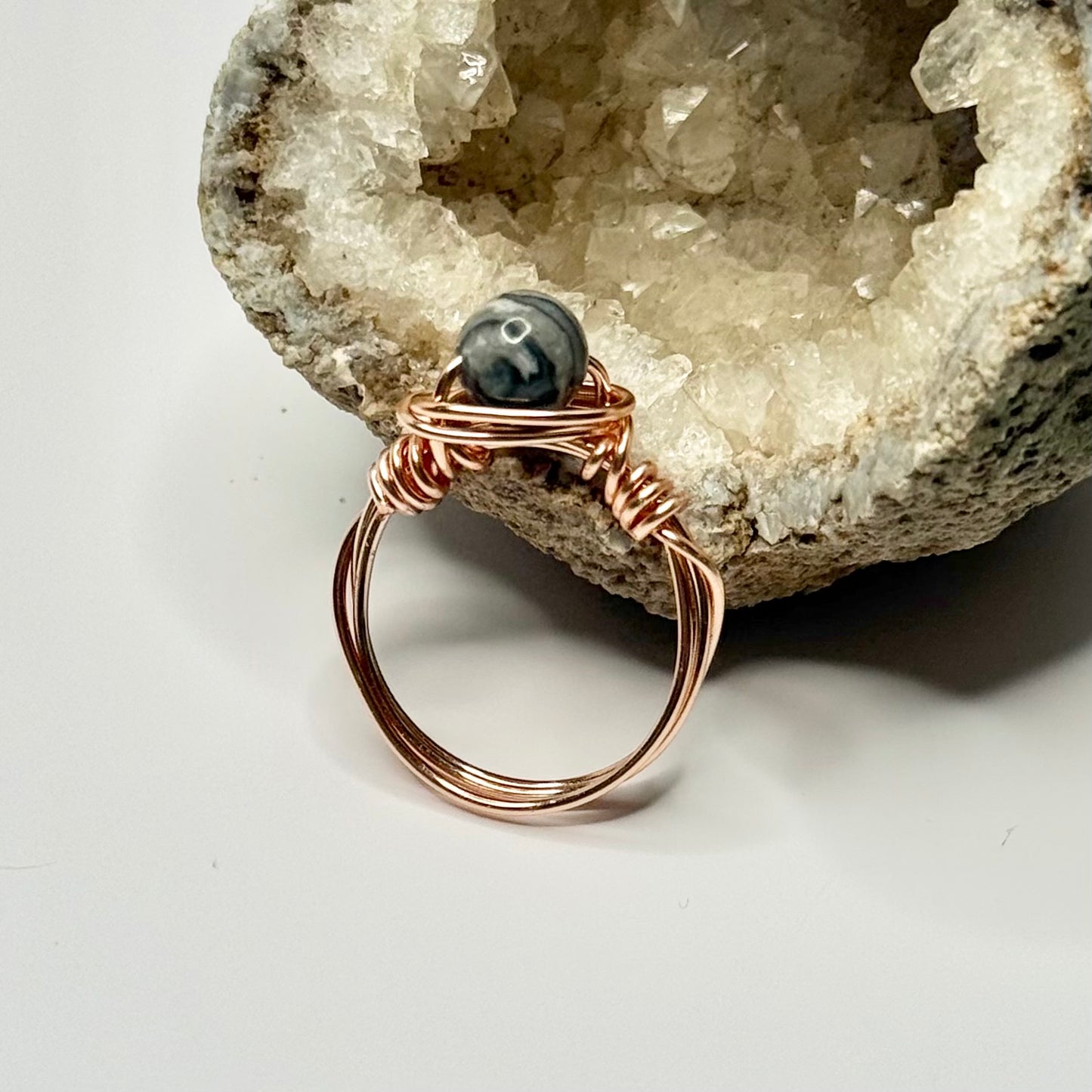 Rose Gold Crazy Lace Agate Ring