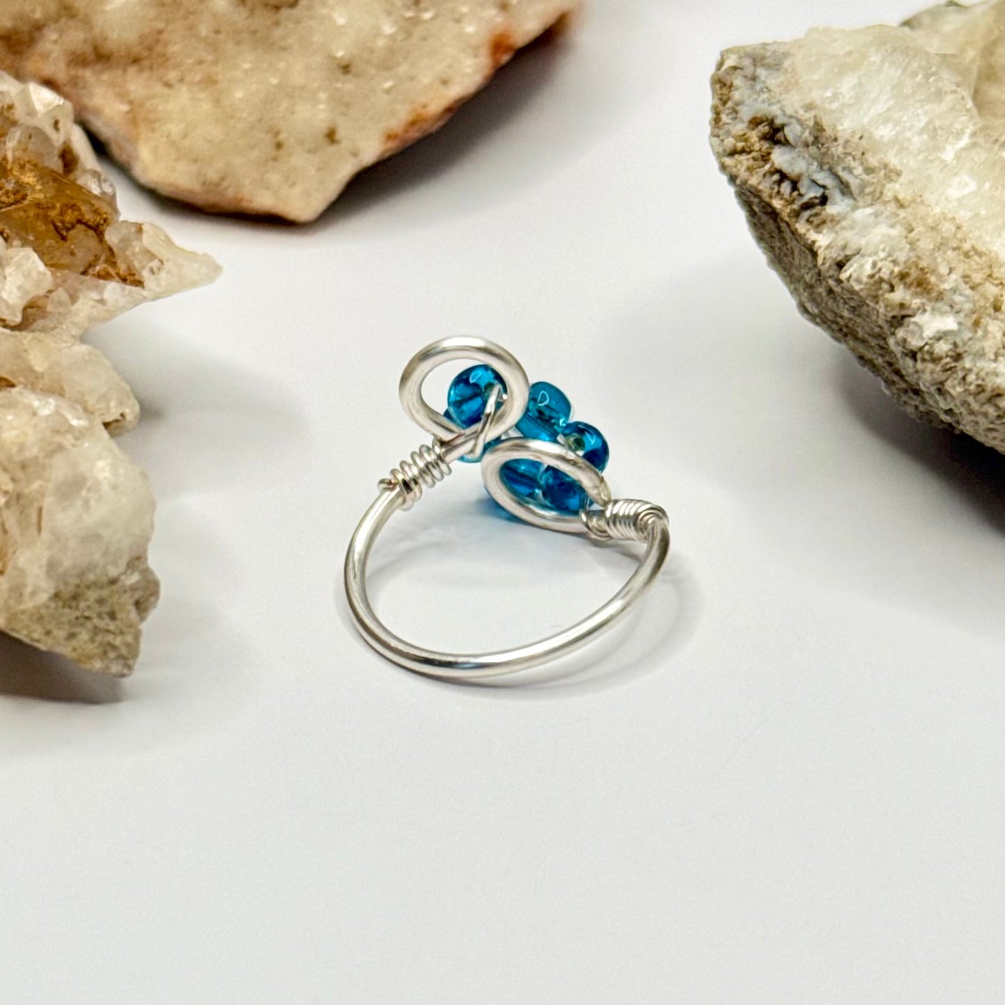 Silver Blue Flower Ring
