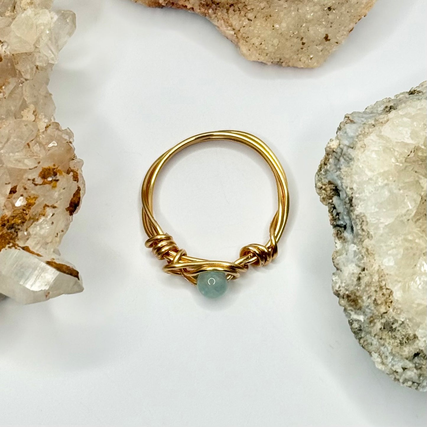 Gold Blue Calcite Ring