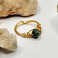 Gold Moss Agate Ring