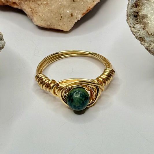 Gold Rainforest Jasper Ring