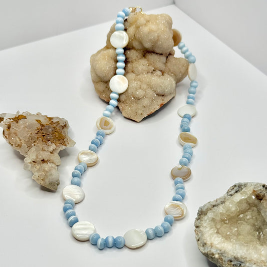 Shell and Cats Eye Beaded Necklace