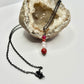 Charcoal Red Coral and Foe Pearl Necklace